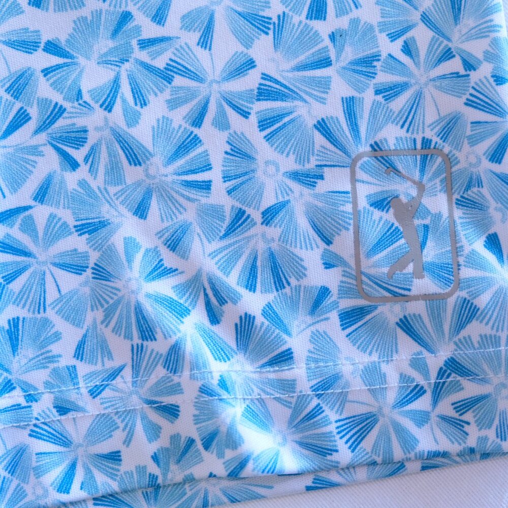 PGA Tour Performance Women's Golf Polo Blue White Print Short Sleeve, Size XL - Picture 2 of 10